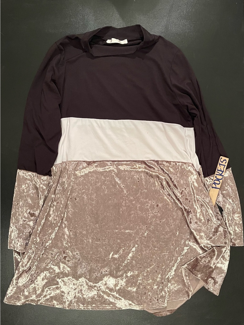 Colorblock Velvet Mini Dress in Black, White & Blush